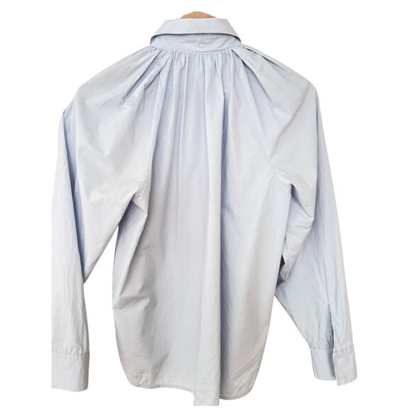 Rebecca Taylor Light Ruched Raglan Cotton Button Up Long Sleeve Blouse Size S - Picture 2 of 10